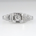 Petite Sparkling Old Mine Cut Diamond Engagement Ring 14k