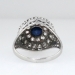 Round Sapphire & Double Row Old Mine Cut Diamond Ring 14k