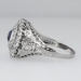 Round Sapphire & Double Row Old Mine Cut Diamond Ring 14k