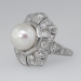 Beautiful Edwardian Pearl & Old Mine Cut Diamond Ring Platinum