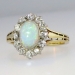 Pretty Victorian Opal & Old Mine Cut Diamond Ring 18k