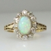 Pretty Victorian Opal & Old Mine Cut Diamond Ring 18k