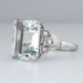 Understated Elegance Art Deco Aquamarine & Diamond Cocktail Ring 18k