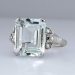 Understated Elegance Art Deco Aquamarine & Diamond Cocktail Ring 18k