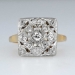  Pretty Art Deco Diamond Squared Off Two Tone 14k Ring