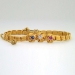 Antique Bracelet Victorian 1890s Old Mine Cut Diamond Blue Sapphire Ruby Knot 14k Yellow Gold Bracelet Fits 6' Wrist