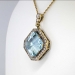 Amazing 23.87ct t.w. Aquamarine & Old European Cut Russian Pendant 14k/10k