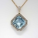 Amazing 23.87ct t.w. Aquamarine & Old European Cut Russian Pendant 14k/10k