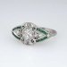 Beautiful Rare 1930's Old European Cut Diamond & Emerald Engagement Ring 18k