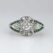 Beautiful Rare 1930's Old European Cut Diamond & Emerald Engagement Ring 18k