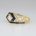 Beautiful 1980's Asscher Diamond & Calibre Cut Blue Sapphire Ring 18k