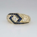 Beautiful 1980's Asscher Diamond & Calibre Cut Blue Sapphire Ring 18k