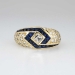 Beautiful 1980's Asscher Diamond & Calibre Cut Blue Sapphire Ring 18k
